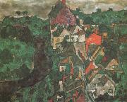 Egon Schiele, Krumau Landscape (Town and River) (mk12)